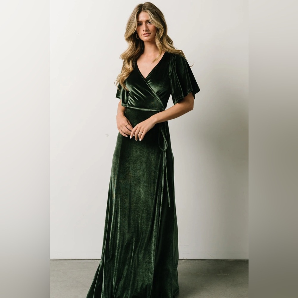 Baltic Born Meghan Velvet Maxi Wrap Dress | Deep Green